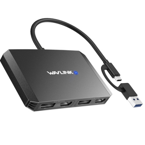 WAVLINK WL-UG69DH2 Répartiteur adaptateur double moniteur USB + Type-C vers double 4K HD DisplayPort (argent) SW401B638-09