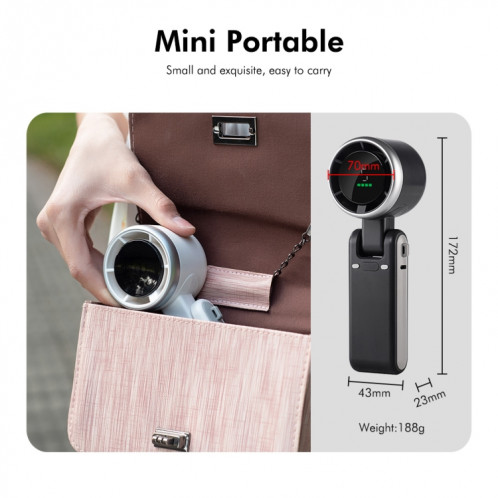 ENKAY Hat-Prince 3600mAh Batterie Max 8H Temps de refroidissement Ventilateur Turbo à col pliable avec affichage numérique (Noir) SE101B1164-08