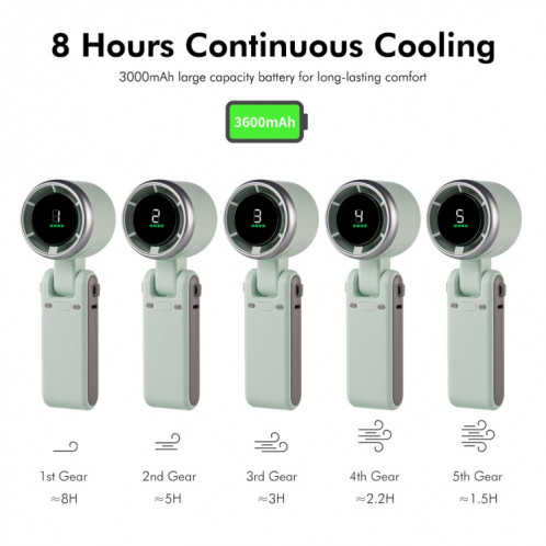 ENKAY Hat-Prince 3600mAh Batterie Max 8H Temps de refroidissement Ventilateur Turbo à col pliable avec affichage numérique (Noir) SE101B1164-08