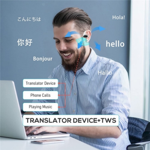 M8 réduction du bruit traducteur vocal intelligent TWS casque Bluetooth 144 langues écouteurs de traduction (noir) SH801B1732-010