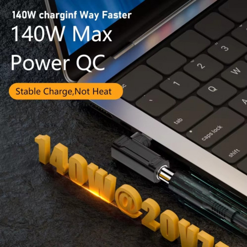 Adaptateur de charge d'ordinateur 140 W DC 5 V/9 V/20 V femelle vers USB-C/Type-C mâle (port carré jaune DC C) SH301G1485-06