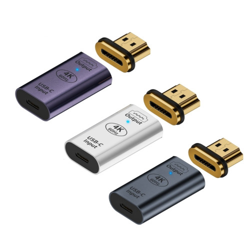 Adaptateur convertisseur type-c femelle vers HDMI 2.0 mâle prise magnétique HD 4K 60 Hz (violet foncé) SH901C1380-07