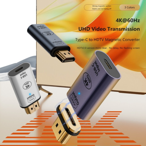 Adaptateur convertisseur type-c femelle vers HDMI 2.0 mâle prise magnétique HD 4K 60 Hz (violet foncé) SH901C1380-07