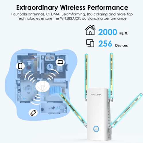 Wavlink WN583AX3 AX3000 répéteur WiFi double bande/AP/routeur/extension WiFi en mode maillé, prise: prise ue SW51041202-09