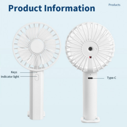 F35 avec trou de suspension ventilateur de refroidissement rechargeable ventilateur portatif puissant ventilateur de bureau 1200 mAh (blanc) SH001C1648-09