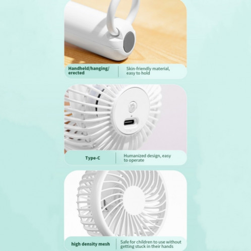 S13 ventilateur de refroidissement d'été Portable boucle suspendue Mini ventilateur portatif à 3 vitesses de vent (rose) SH401B1808-010