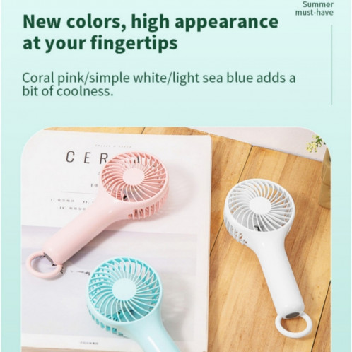 S13 ventilateur de refroidissement d'été Portable boucle suspendue Mini ventilateur portatif à 3 vitesses de vent (bleu bébé) SH401A970-010