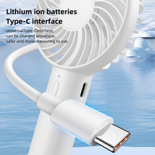 S3 3 vitesses ventilateur de bureau à trou de suspension à faible bruit ventilateur de refroidissement portable rechargeable (blanc) SH501A1157-08