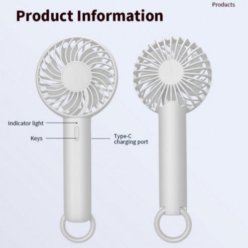 Ventilateur de bureau S3 à 3 vitesses et à faible bruit avec trou de suspension, ventilateur de refroidissement portable rechargeable (rose) SH501B828-08