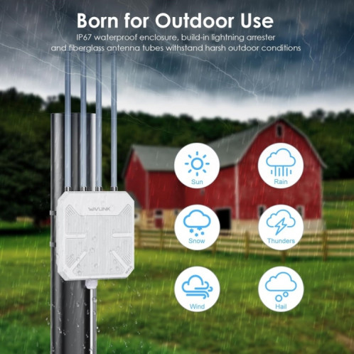 WAVLINK WN573HX3 AX3000 Routeur double bande extérieur sans fil WiFi extérieur étanche, prise: SW4103818-010