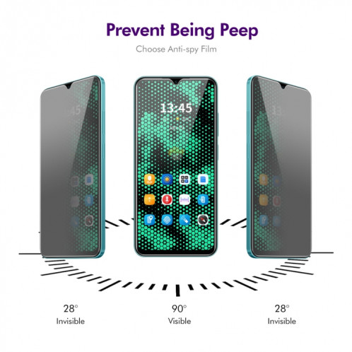 Pour Motorola Moto E13 4G ENKAY Hat-Prince Film en verre trempé anti-regard de confidentialité à 28 degrés SE25221270-07