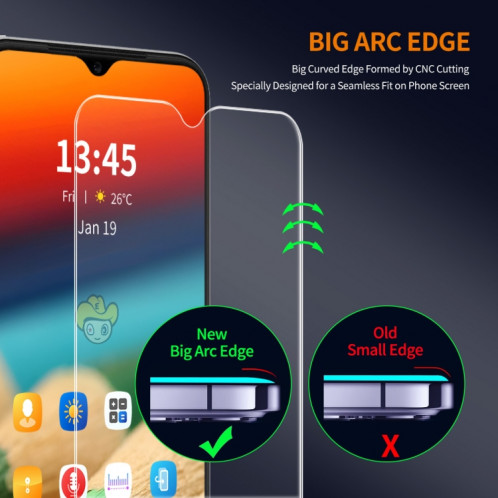 Pour Motorola Moto E13 4G ENKAY 9H, Film en verre trempé à grand Arc, en aluminium et silicium SE59081097-06