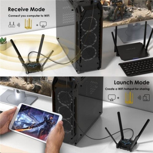 WAVLINK WN695X2 AX5400 Dongle USB WiFi 6 Récepteur 4 Antennes Adaptateur Sans Fil Tri-Bande SW6707813-09