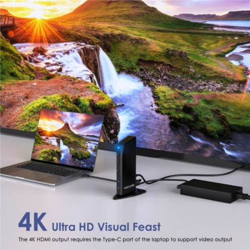 WAVLINK UG39PD1 Station d'accueil 13 en 1 Type-C pour triple moniteur 4K HD, prise : SW0803142-09
