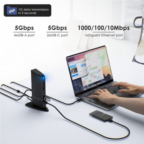 WAVLINK UG39PD1 Station d'accueil 13 en 1 Type-C pour triple moniteur 4K HD, prise : prise britannique SW08021085-09