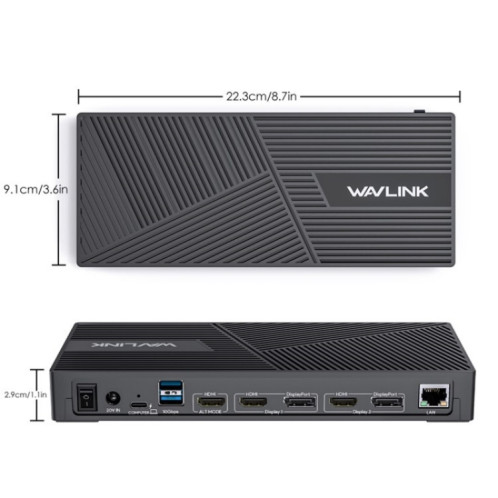 Station d'accueil pour ordinateur portable WAVLINK UG69PD25 Pro 100 W PD avec triple écran 4K, prise : prise américaine SW09011736-010