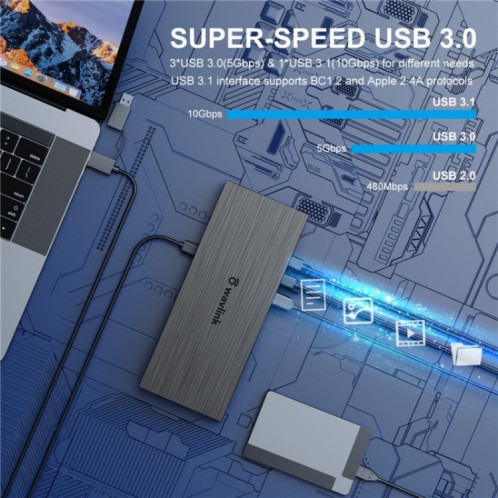 Station d'accueil universelle USB C 18 en 1 WAVLINK UG69PD8 Pro DP / HD 5K Quadruple écran, prise : prise AU SW1004112-010