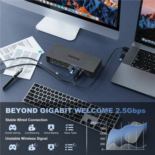 WAVLINK UG69PD8 Pro Station d'accueil universelle USB C 18-en-1 DP/HD 5K quadruple écran, prise : prise britannique SW1003249-010