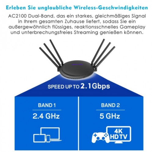WAVLINK WN531A6 Répéteur sans fil double bande AC2100 Gigabit Ethernet Port Routeur WiFi, Prise : SW1103596-010