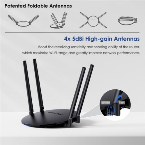 Routeur AP double bande WAVLINK WN530HG3 AC1200 Port Ethernet WAN / LAN 1000 Mbps, prise : SW32031865-010