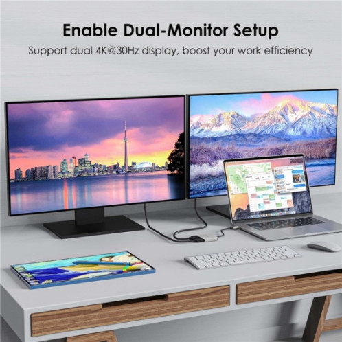 WAVLINK UHP510 Pro 87W PD Chargeur USB C vers double HD Adaptateur de moniteur 4K 60Hz SW67341810-010