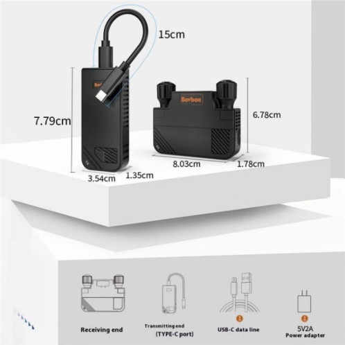 BOVBOX 091-TC Transmetteur et récepteur sans fil USB-C pour téléphone, projecteur, extension vidéo, SH81031831-013