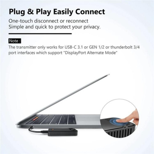 BOVBOX 091-TC Transmetteur et récepteur sans fil USB-C pour téléphone, projecteur, extension vidéo, SH81031831-013