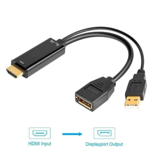 Câble adaptateur HDMI 2.0b mâle vers DP 1.4 femelle HD1, 4K 60 Hz, HDMI vers DisplayPort SH8320984-09