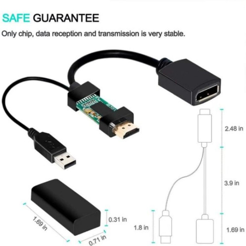 Câble adaptateur HDMI 2.0b mâle vers DP 1.4 femelle HD1, 4K 60 Hz, HDMI vers DisplayPort SH8320984-09