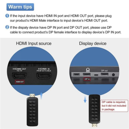 Adaptateur HDMI 2.0b vers DisplayPort 1.4 pour streaming vidéo HD2 et jeux, convertisseur 4K 60 Hz/HDCP 2.3 SH83301291-07