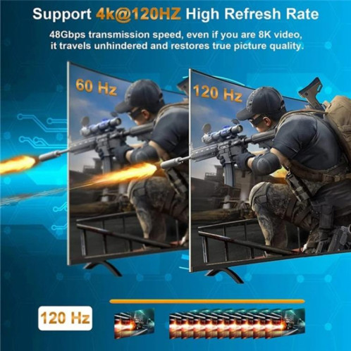 Commutateur vidéo HDMI 2.1 8K 3 entrées 1 sortie Q8Q3-2, commutateur HDMI 4K 120 Hz SH8360266-08