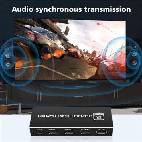 Commutateur HDMI 2.1 Q8Q3-3 pour home cinéma gaming, 3x1, 8K, 4K, 120 Hz, HDR, audio et vidéo SH8362783-010