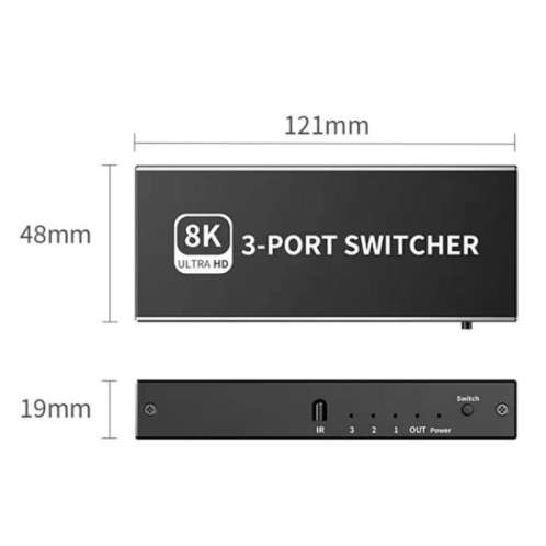 Commutateur HDMI 2.1 Q8Q3-3 pour home cinéma gaming, 3x1, 8K, 4K, 120 Hz, HDR, audio et vidéo SH8362783-010