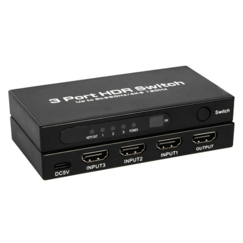 Adaptateur Q8-3 pour consoles de jeux, PC, TV, Switch HDMI 2.1 ultra fin 3x1, 8K 60 Hz SH83661324-06
