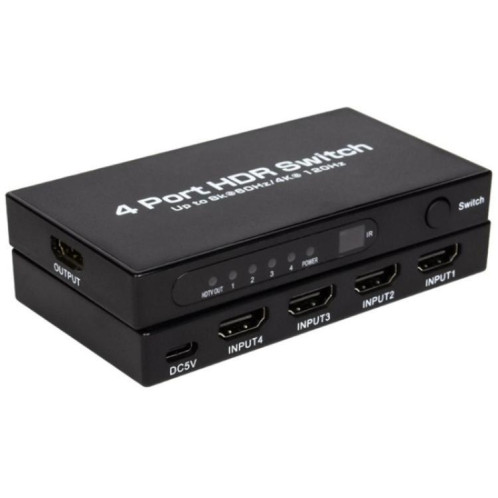 Commutateur HDMI 2.1 8K 60 Hz Q8-4 avec télécommande, adaptateur 4x1 pour home cinéma et jeux vidéo, prise américaine SH69011521-010