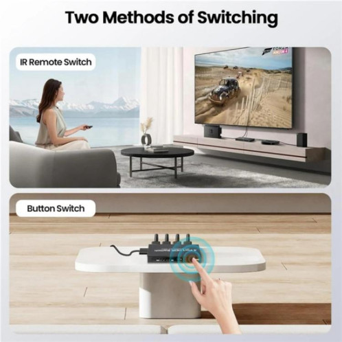 Commutateur HDMI 2.1 8K 60 Hz Q8-4 avec télécommande, adaptateur 4x1 pour home cinéma et jeux vidéo, prise américaine SH69011521-010