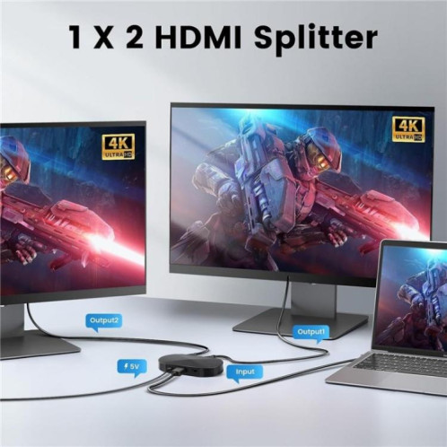 Adaptateur HDMI F12A pour deux moniteurs, répartiteur HDMI 2.0 1x2, 4K 30 Hz, 1080p, 3D, HDCP2.2, SH93021044-07