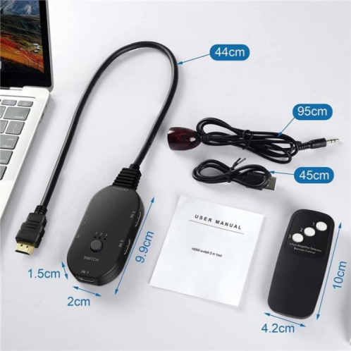 Commutateur HDMI 4K UHD 3 entrées 1 sortie avec télécommande Q2-4 SH83941325-06