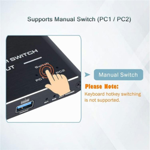 Commutateur KVM USB 3.0 4K 60 Hz avec double contrôle par ordinateur K2, adaptateur 2 entrées 1 sortie SH84671854-07