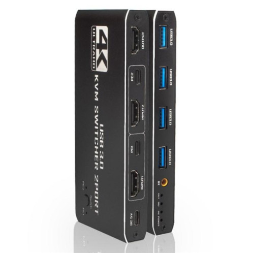 Commutateur KVM 4K 60 Hz K2-1, 2 entrées, 1 sortie, USB 3.0, HDMI 2.0, télécommande SH8469721-07