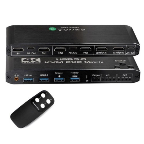 K3-1 4K 60 Hz USB 3.0 Double écran Extender HDMI Matrix 2x2 KVM Switch SH8474306-011