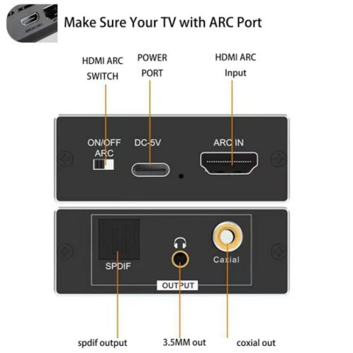Convertisseur d'extraction audio pour haut-parleurs HDTV ARC, ARC vers prise coaxiale SPDIF 3,5 mm SH84771655-05