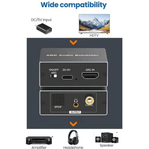 Convertisseur d'extraction audio pour haut-parleurs HDTV ARC, ARC vers prise coaxiale SPDIF 3,5 mm SH84771655-05