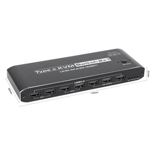 Adaptateur d'extension K9 2 entrées 1 sortie HDMI vidéo double affichage 2 écrans pour commutateur KVM USB C Mac SH8622119-09