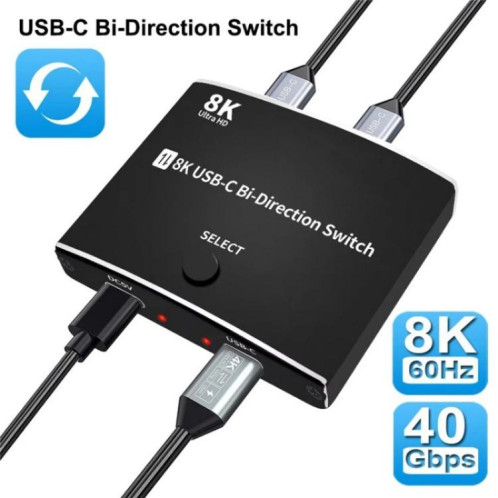 U8K1 Prise en charge de la charge rapide 100 W Commutateur bidirectionnel TYPE C USB C 40 Gbit/s Sortie vidéo 8K SH8624989-013