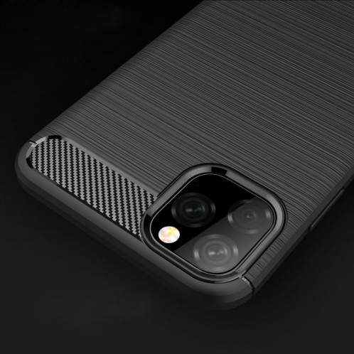 Coque en TPU en fibre de carbone texturée et brossée pour iPhone 11 Pro Max (Noir) SH601A465-07