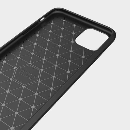 Coque en TPU en fibre de carbone texturée et brossée pour iPhone 11 Pro Max (Noir) SH601A465-07