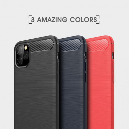 Coque en TPU en fibre de carbone texturée pour iPhone 11 Pro Max (rouge) SH601C1006-07