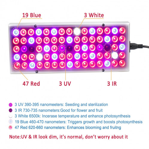 25W 75LEDs Plein Spectrum Plant Lighting allumant Fitolampy Pour Les Plantes Fleurs La Culture Des Semis Culture Des Lampes De Croissance LED Cultivent La Lumière AC85-265V US SH2201946-010