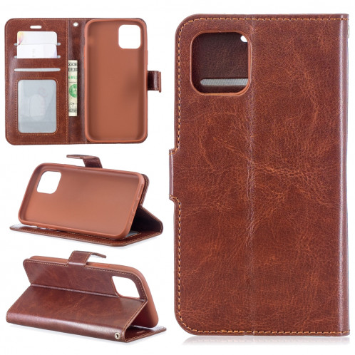 Étui en cuir à rabat horizontal avec texture pour Crazy Horse avec porte-cartes et porte-cartes, portefeuille et cadre photo pour iPhone 11 Pro (marron) SH601C1455-06